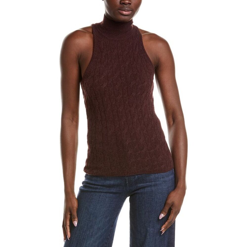 Naadam Womens  Coastal 100% Cashmere Turtleneck Tank Top, Brown